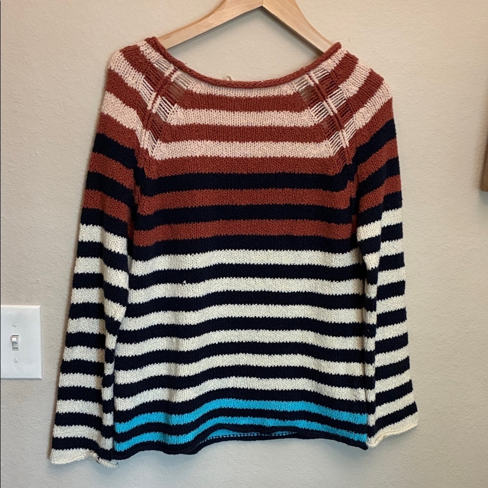 Moth Brown and Blue Striped Sweater - Picture 3 of 6